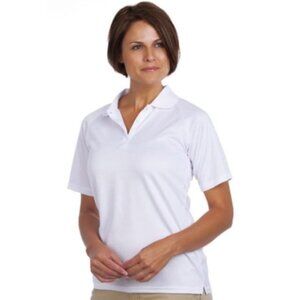 Reebok  X-Treme PLAYDRY Women' Polo Raglan Short Sleeve Button Up Plus 2XL White